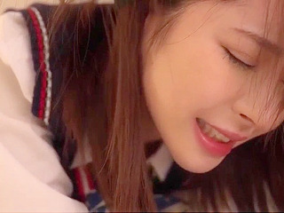 Japanese Porn: Hairy Brunette Teen Threesome with Stockings & Nippon XXX Fuck